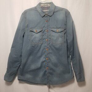 Jeremiah American Legacy Mens L Long Sleeve Blue Cotton Button Up Shirt Pockets